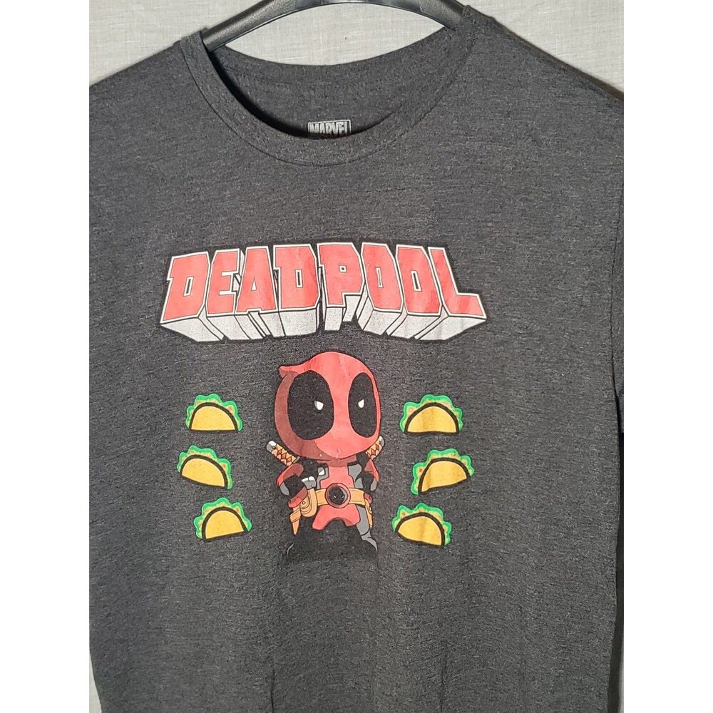 Charcoal Gray Marvel Deadpool T-Shirt (Size L)‎ Tacos/Superhero/Comic